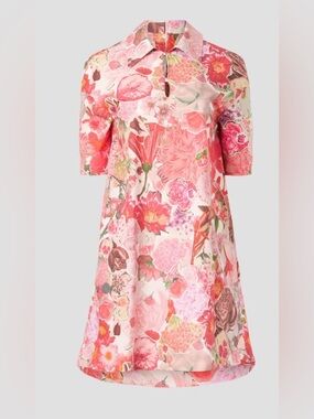 Marni Pink Floral Short-Sleeve A-Line Dress